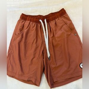 Vuori Brick Red Shorts with Gray Lining
